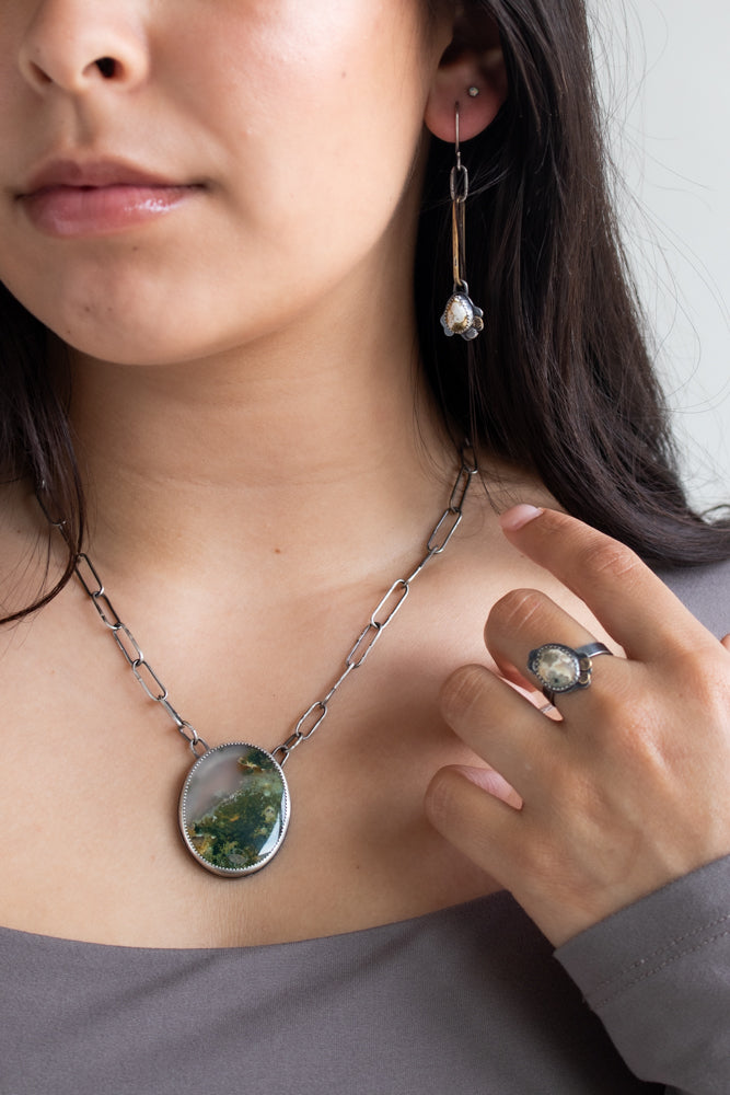 Size 7.5 | Ocean Jasper Mixed Metal Lace Ring