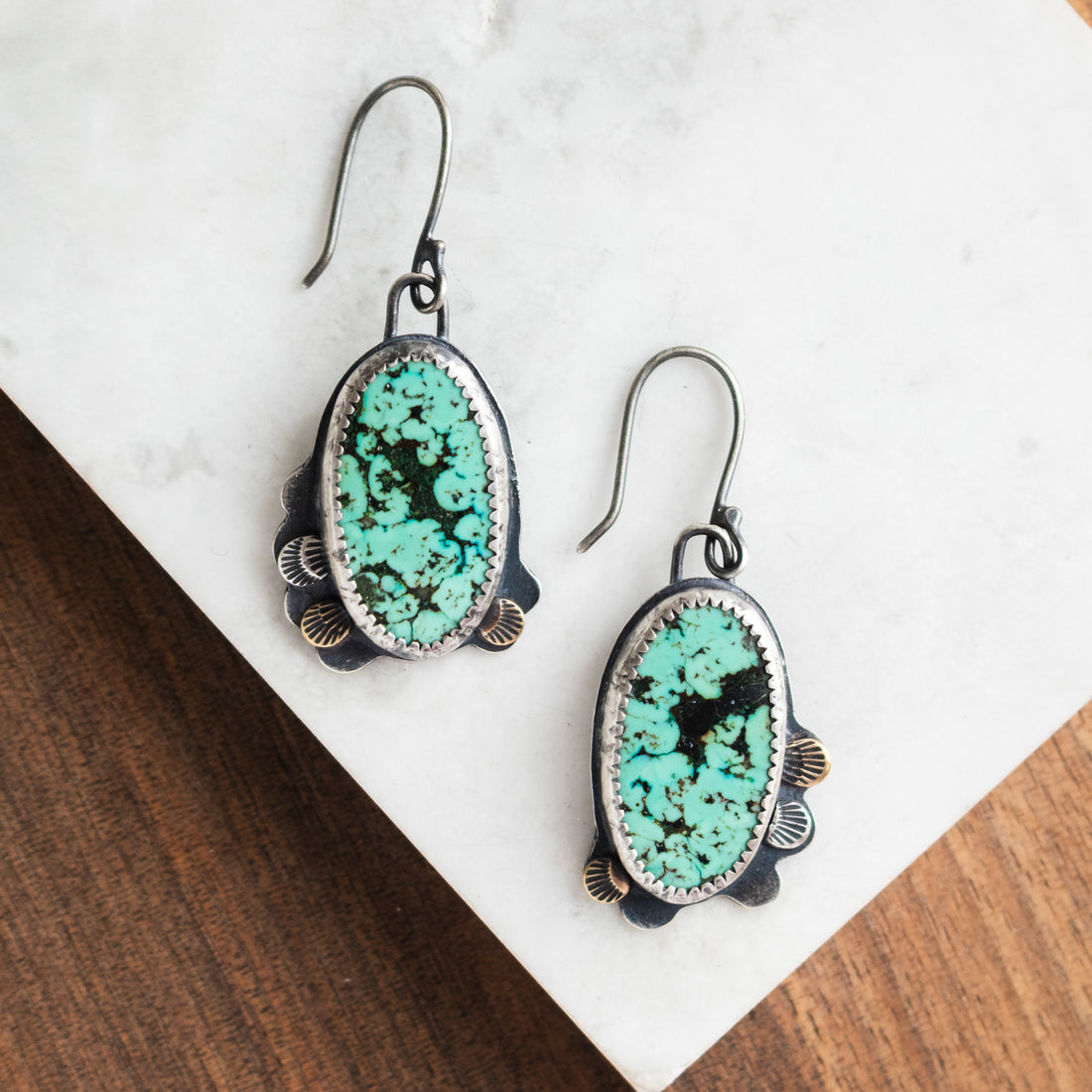 Turquoise Oval Forest Earrings