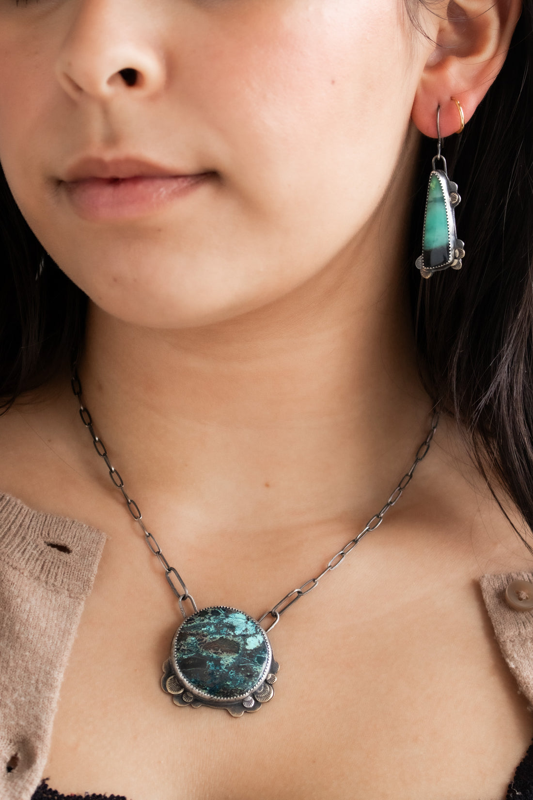 Opalized Wood Forest Earrings
