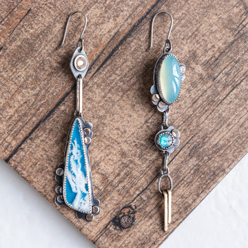 Multi-Stone Asymmetrical Earrings no.1