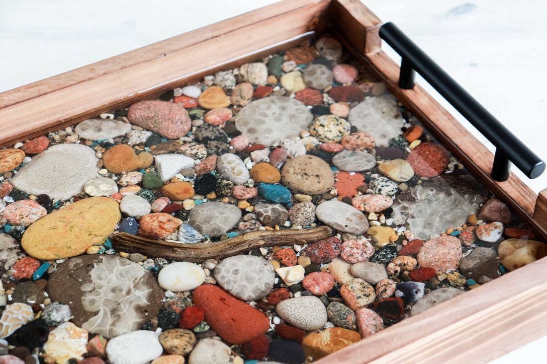 11x15 Rectangle Tray | Michigan Stones in Resin