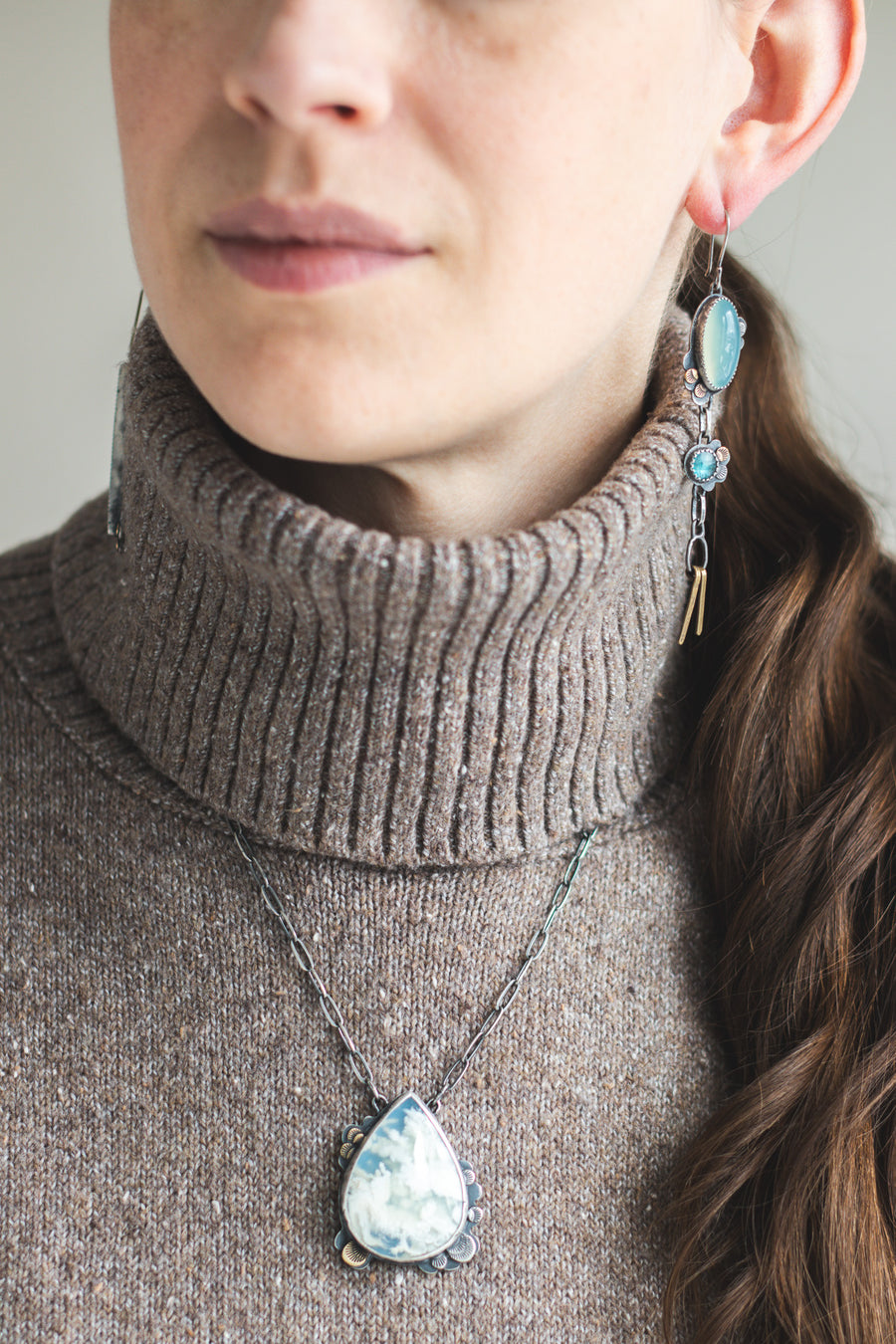 Plume Agate Blue Skies Necklace