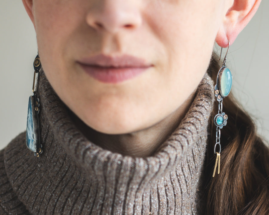 Multi-Stone Asymmetrical Earrings no.1
