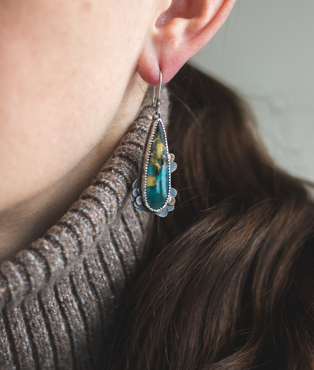 Opalized Wood Forest Floor Earrings