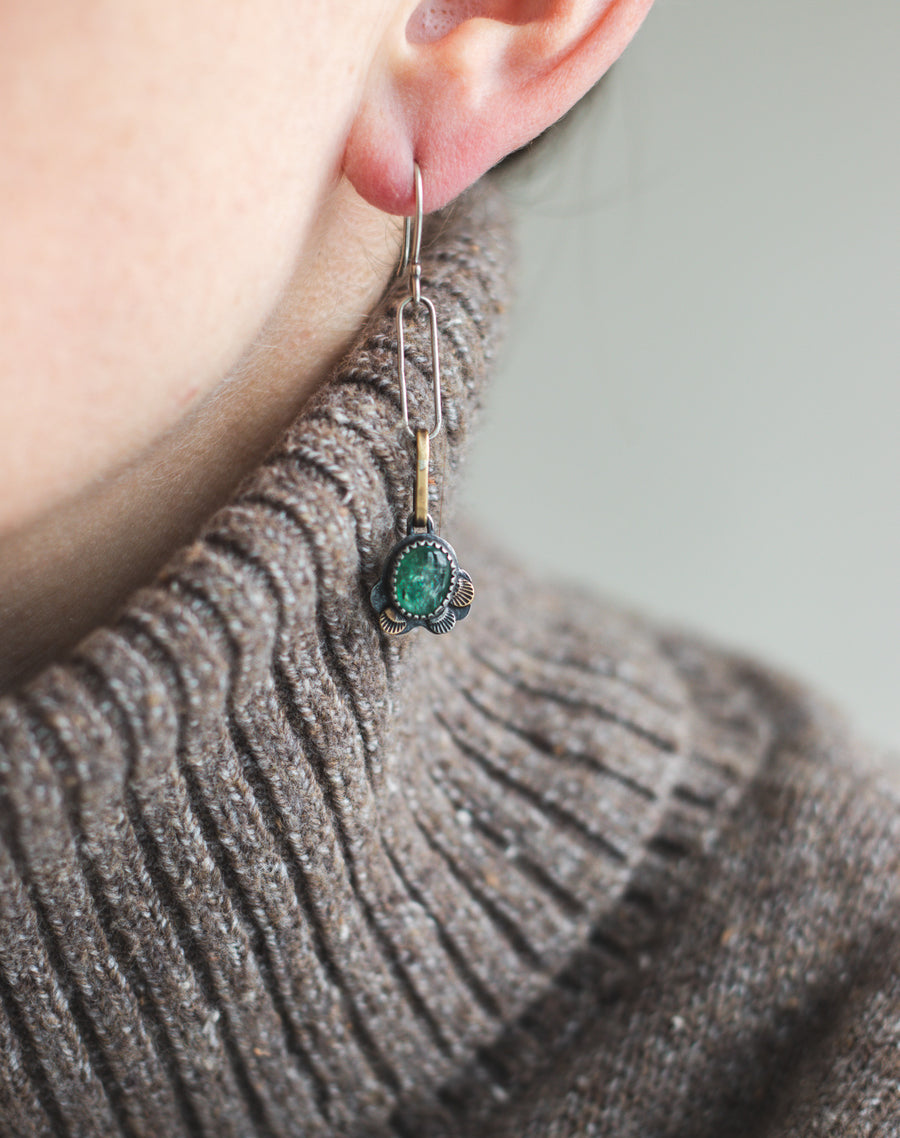 Green Kyanite Handcrafted Chain Earrings