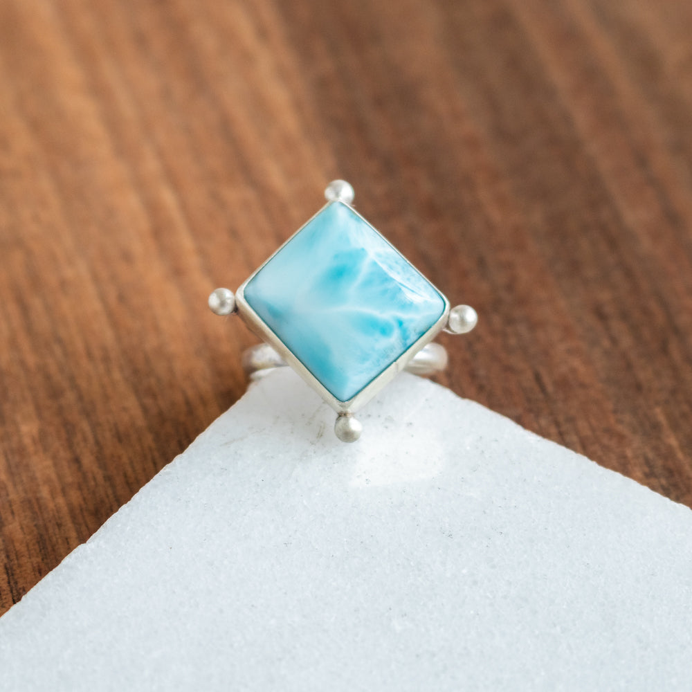 Size 7 | Square Larimar Ring