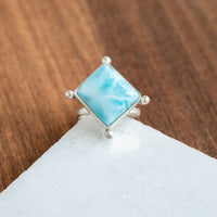 Size 7 | Square Larimar Ring