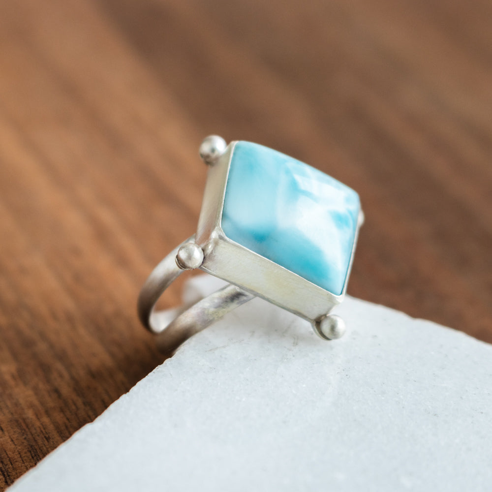 Size 7 | Square Larimar Ring