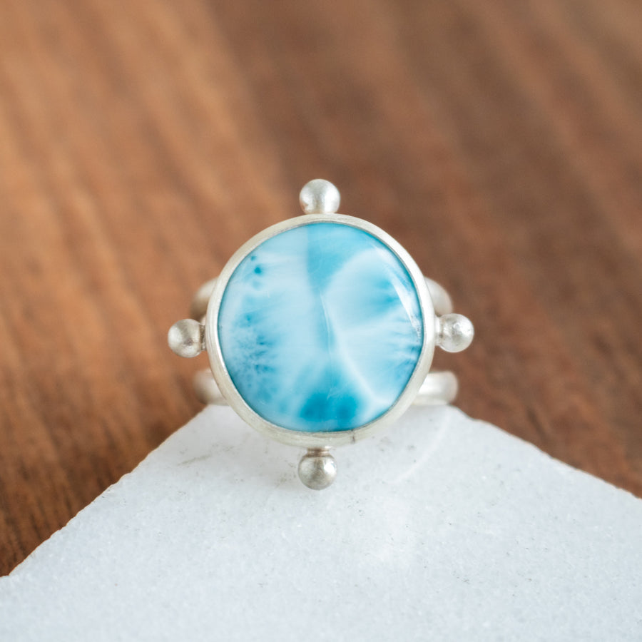 Size 8.5 | Round Larimar Ring