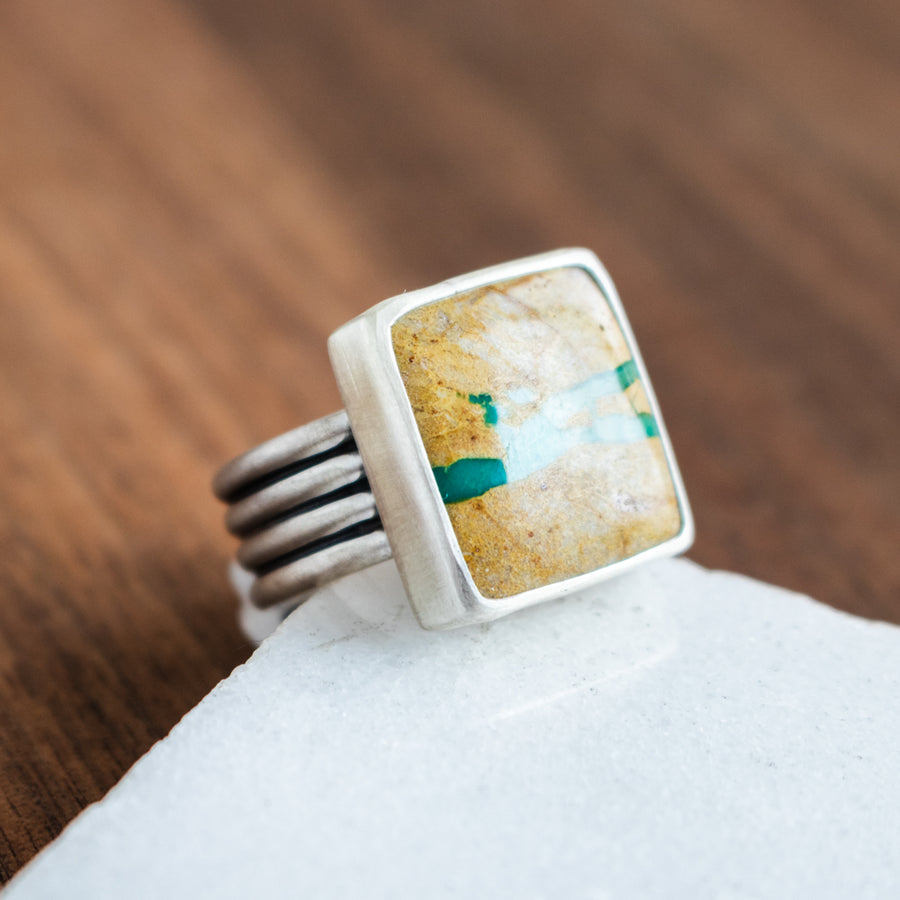 Size 7 | Square Royston Ribbon Turquoise Ring