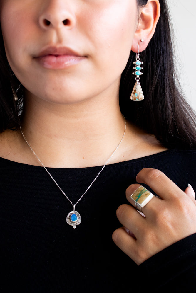Royston Ribbon Turquoise Dangle Earrings
