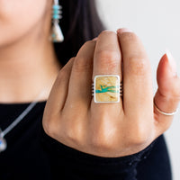 Size 7 | Square Royston Ribbon Turquoise Ring