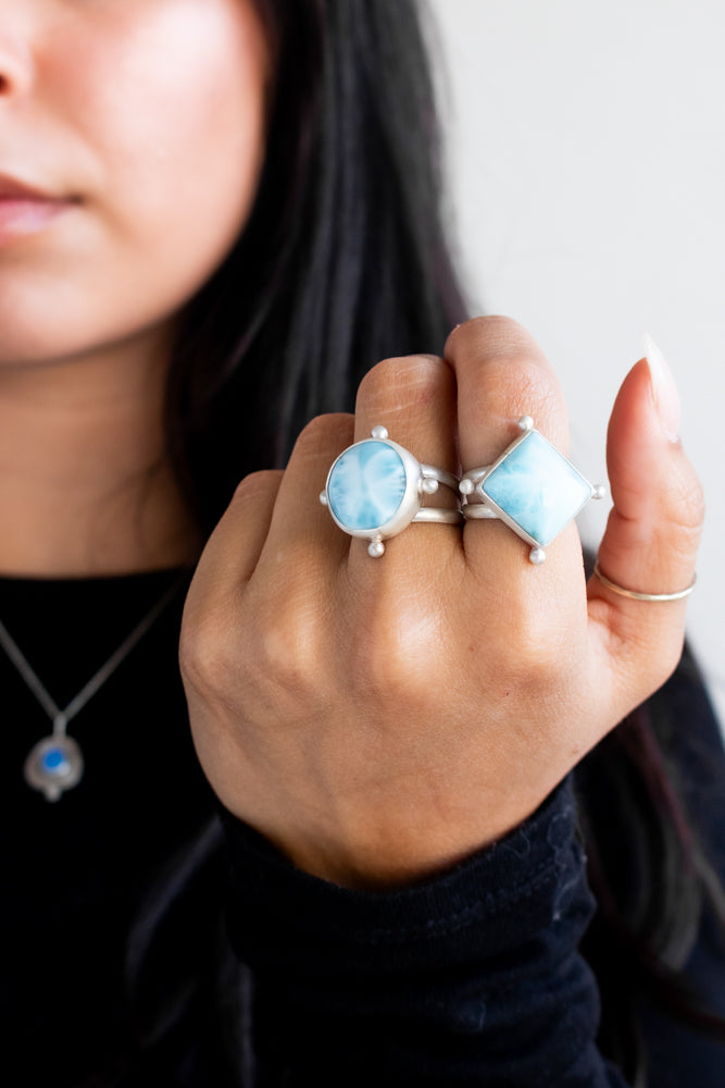 Size 7 | Square Larimar Ring