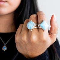 Size 7 | Square Larimar Ring
