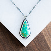 Royston Turquoise Teardrop w/ Pebble Necklace
