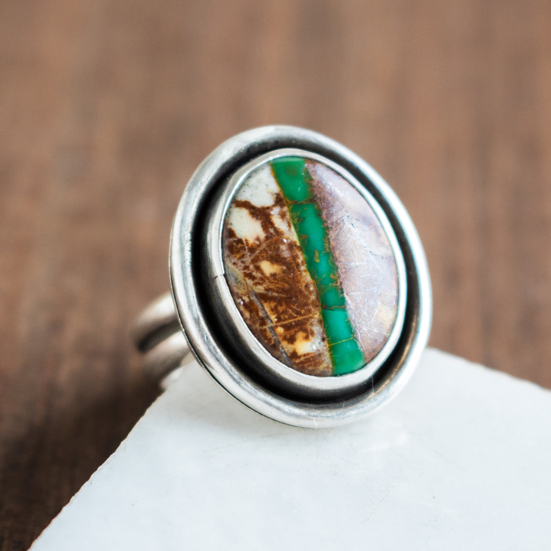 Size 6.75 | Green Royston Ribbon Turquoise Ring