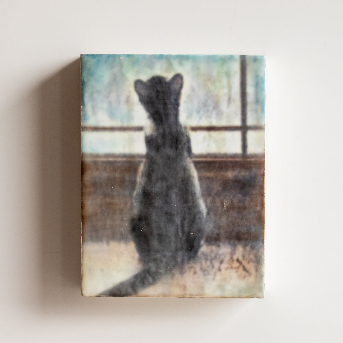 Cat At Window | 6x8 Encaustic