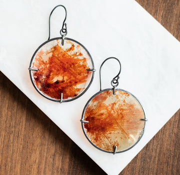 Round Red Mica Earrings