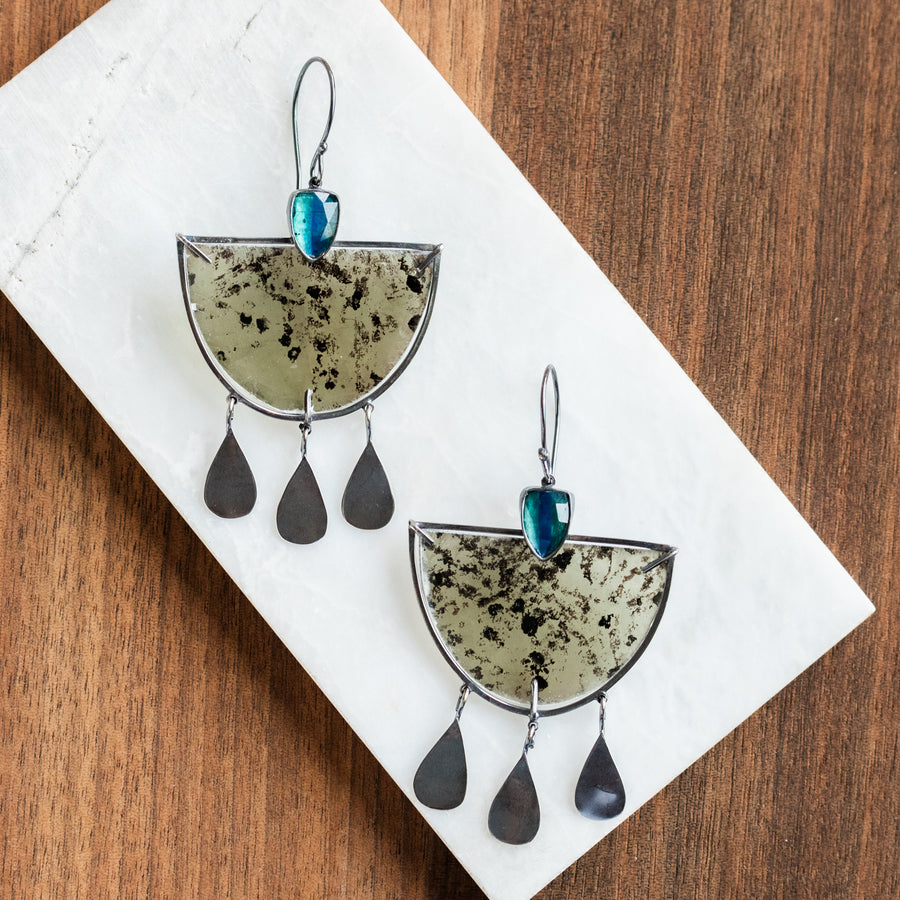 Blue Kyanite Mica Dangle Earrings