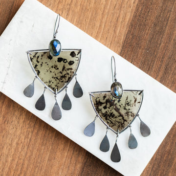 Mica & Labradorite Dangle Earrings