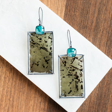 Kyanite Rectangle Mica Earrings