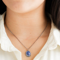 Tanzanite Oval w/ 14k Gold Pebble Necklace
