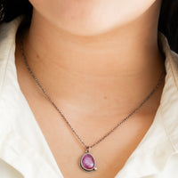 Pink Sapphire w/ 14k Gold Pebble Necklace