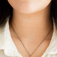 Green Kyanite Stamped w/ 14k Gold Pebble Necklace