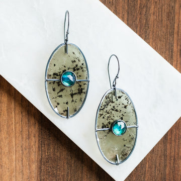 Round Kyanite Mica Earrings