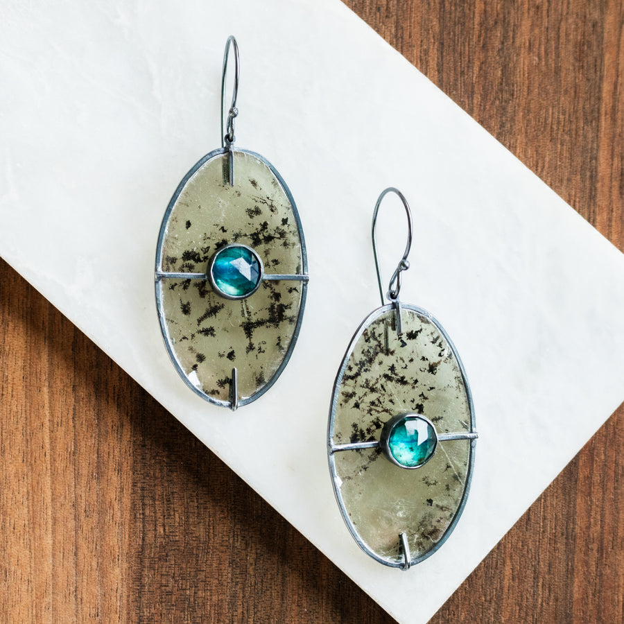 Round Kyanite Mica Earrings