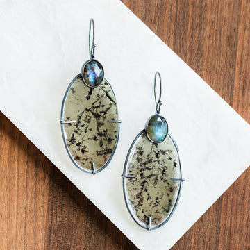 Kyanite & Mica Oval Earrings