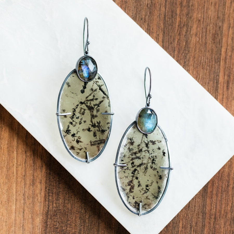 Kyanite & Mica Oval Earrings