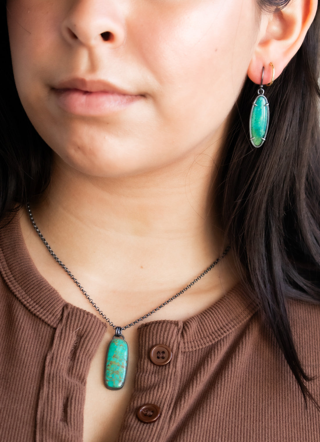 Kingman Turquoise Rectangle Necklace