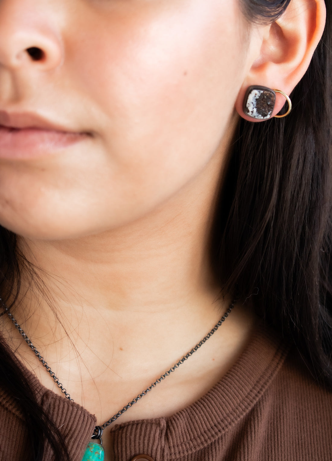 Astrophyllite Square Stud Earrings