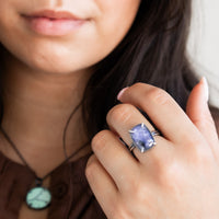 Size 8.5 | Iolite Rectangle Prong Ring