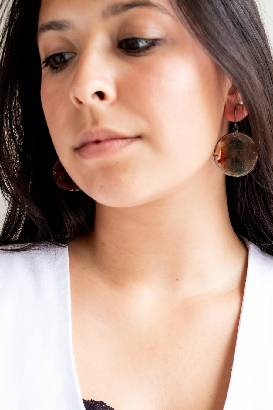 Round Red Mica Earrings