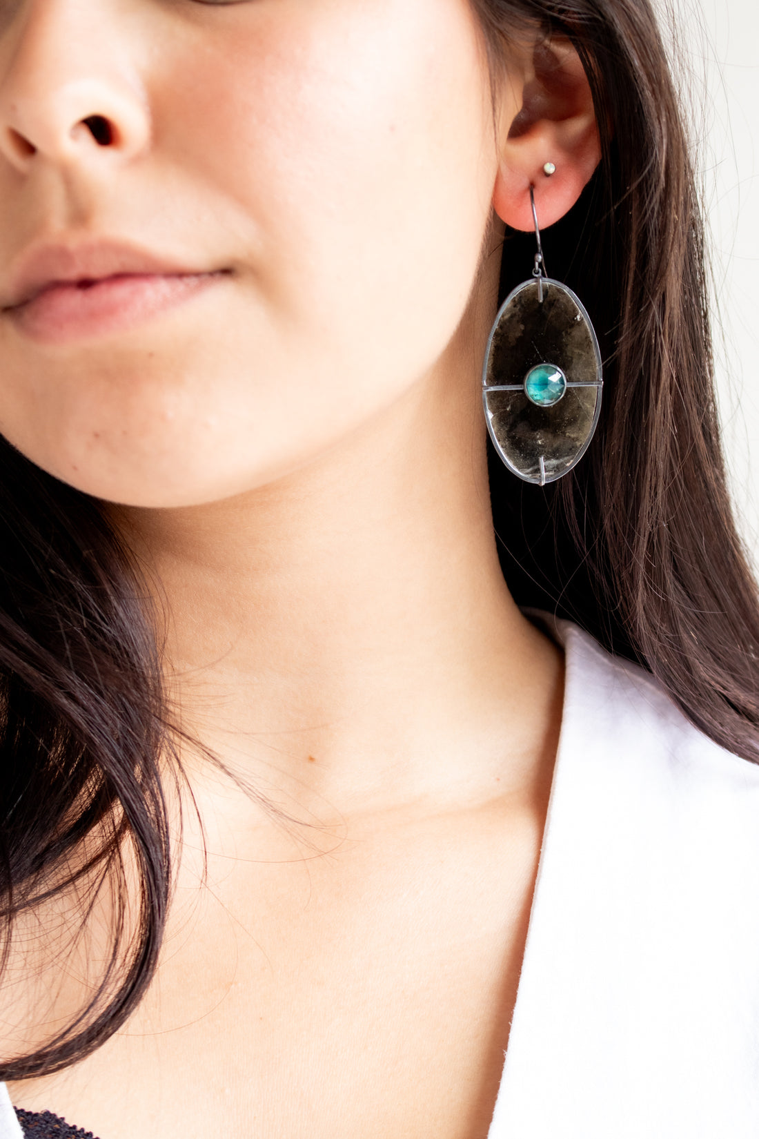 Round Kyanite Mica Earrings