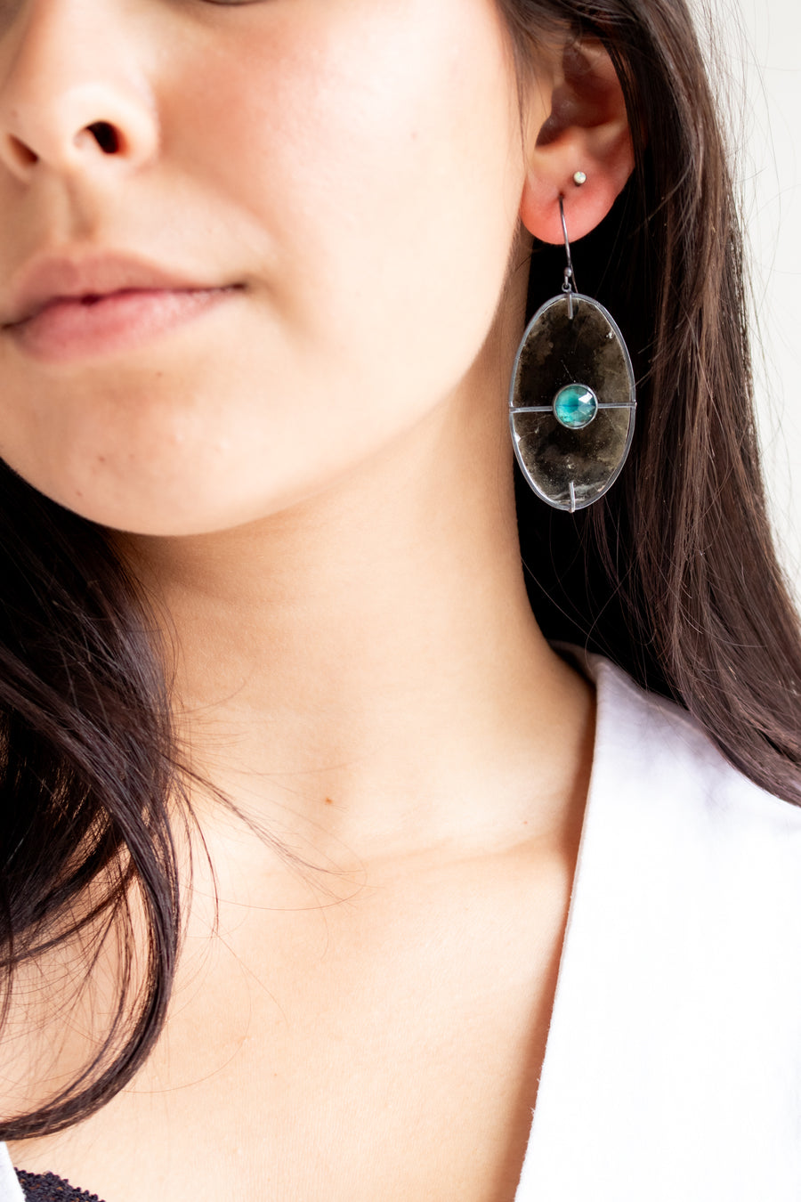 Round Kyanite Mica Earrings