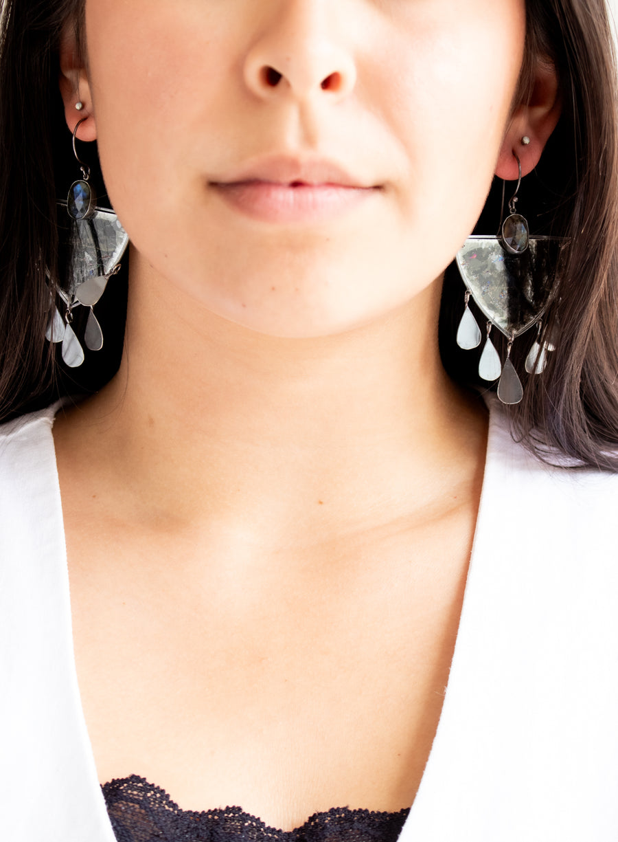 Mica & Labradorite Dangle Earrings