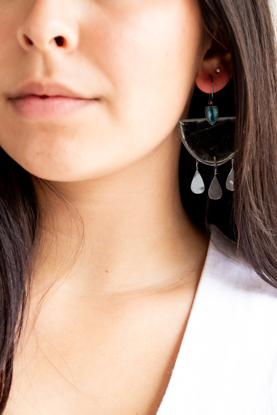 Blue Kyanite Mica Dangle Earrings