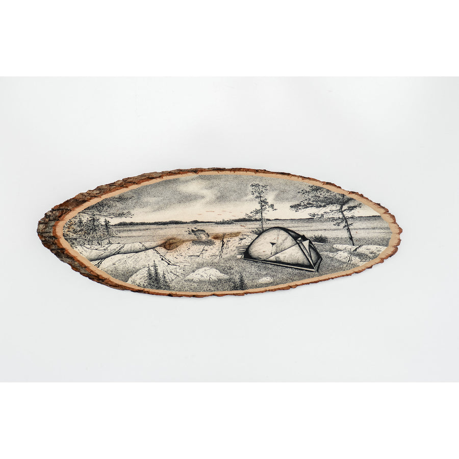 Lake Superior Camping | Drawing on Wood