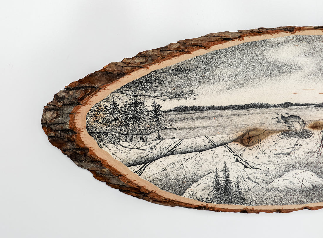 Lake Superior Camping | Drawing on Wood