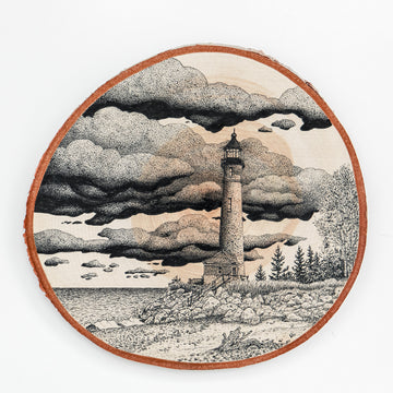Crisp Point Lighthouse | Drawing on Wood