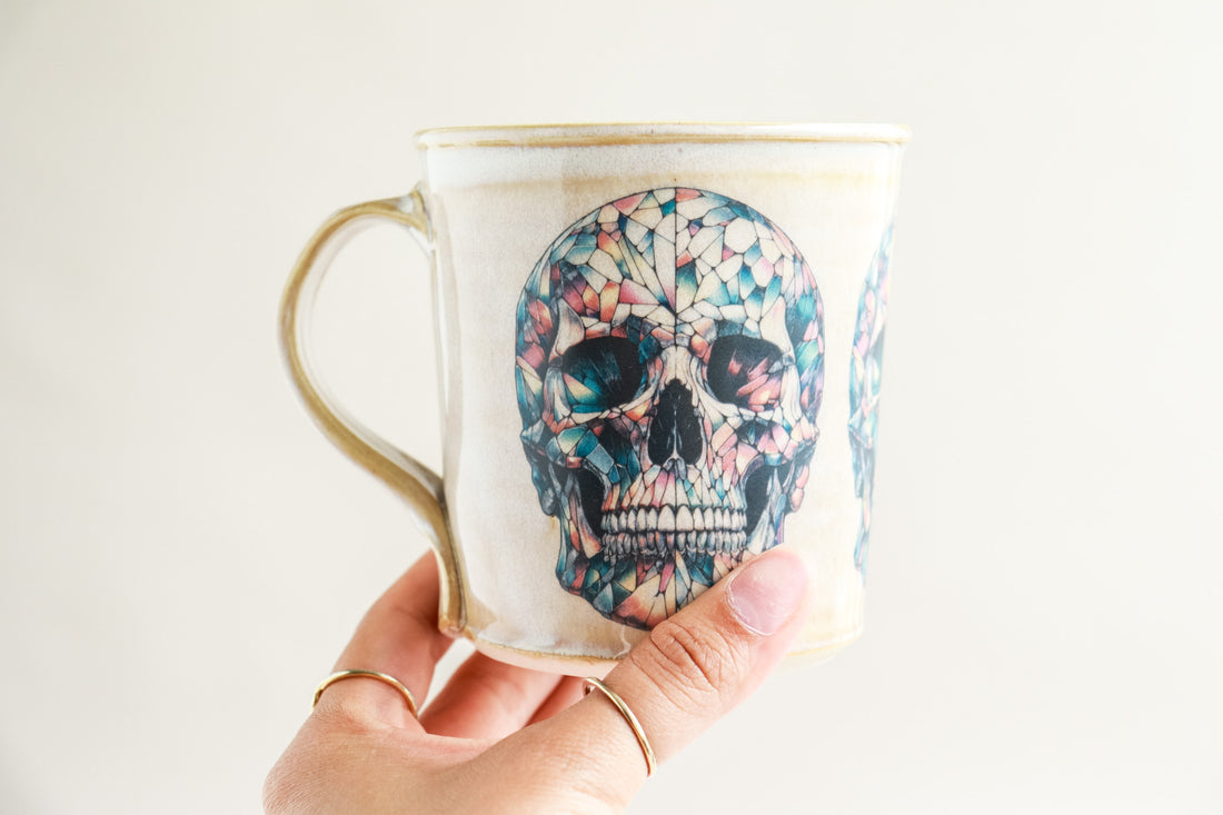 Stained Glass Skull Mug