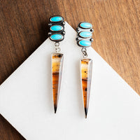 Sonoran Turquoise & Montana Agate Dagger Earrings