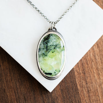 Large Prehnite Oval Necklace