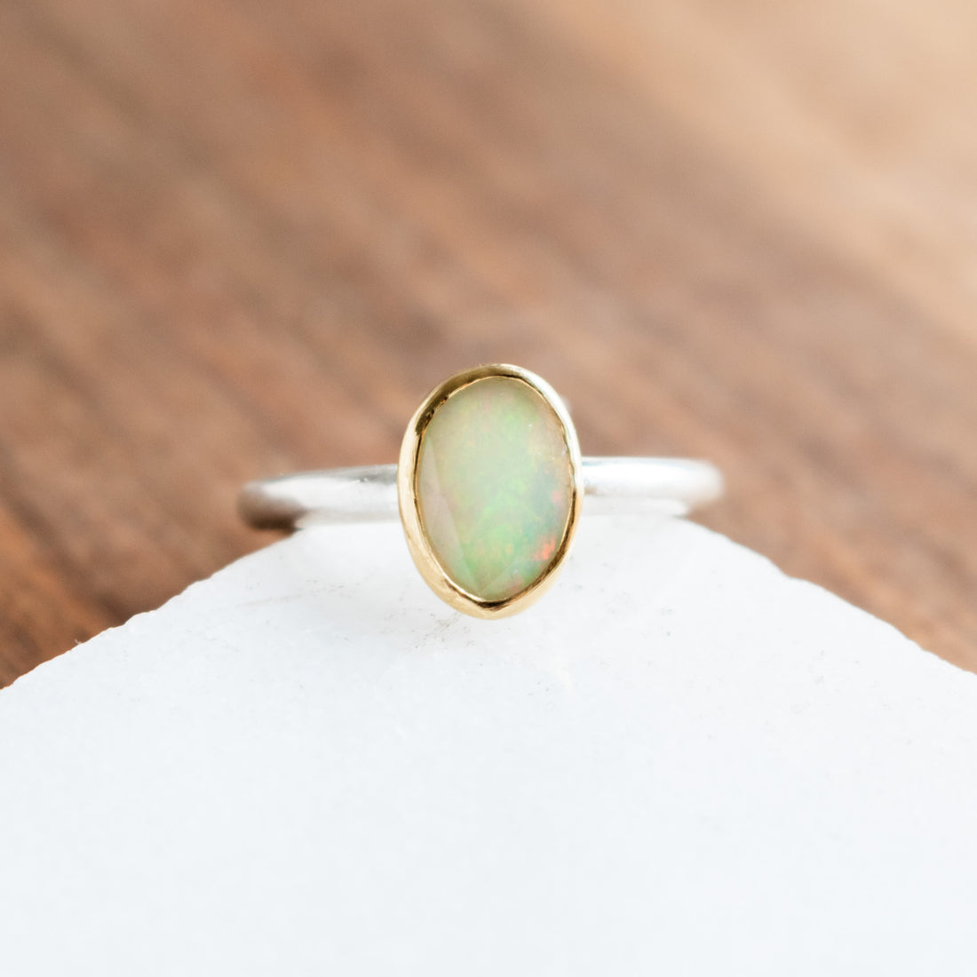 Size 7.5 | Ethiopian Opal 18k Gold Ring