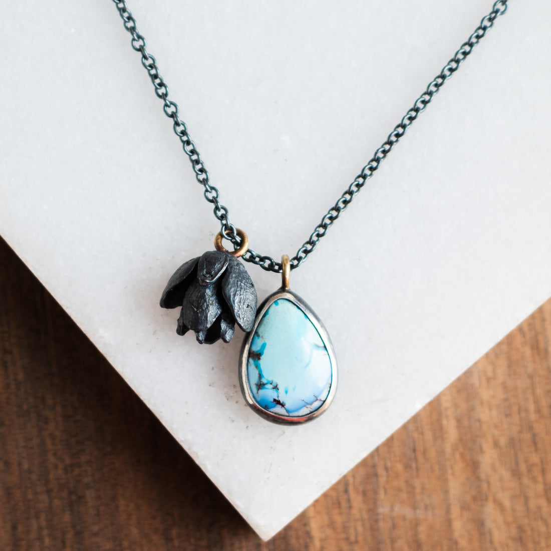 Lavender Turquoise Succulent Charm Necklace