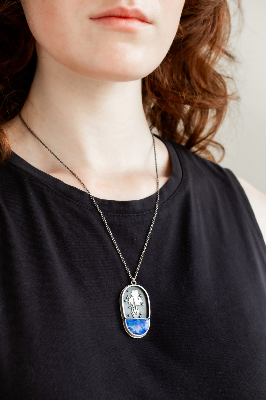 Azurite Malachite & Iris Shadowbox Necklace