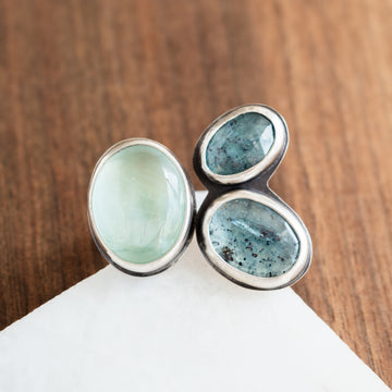 Size 8 | Kyanite & Aquamarine Triple Stone Ring
